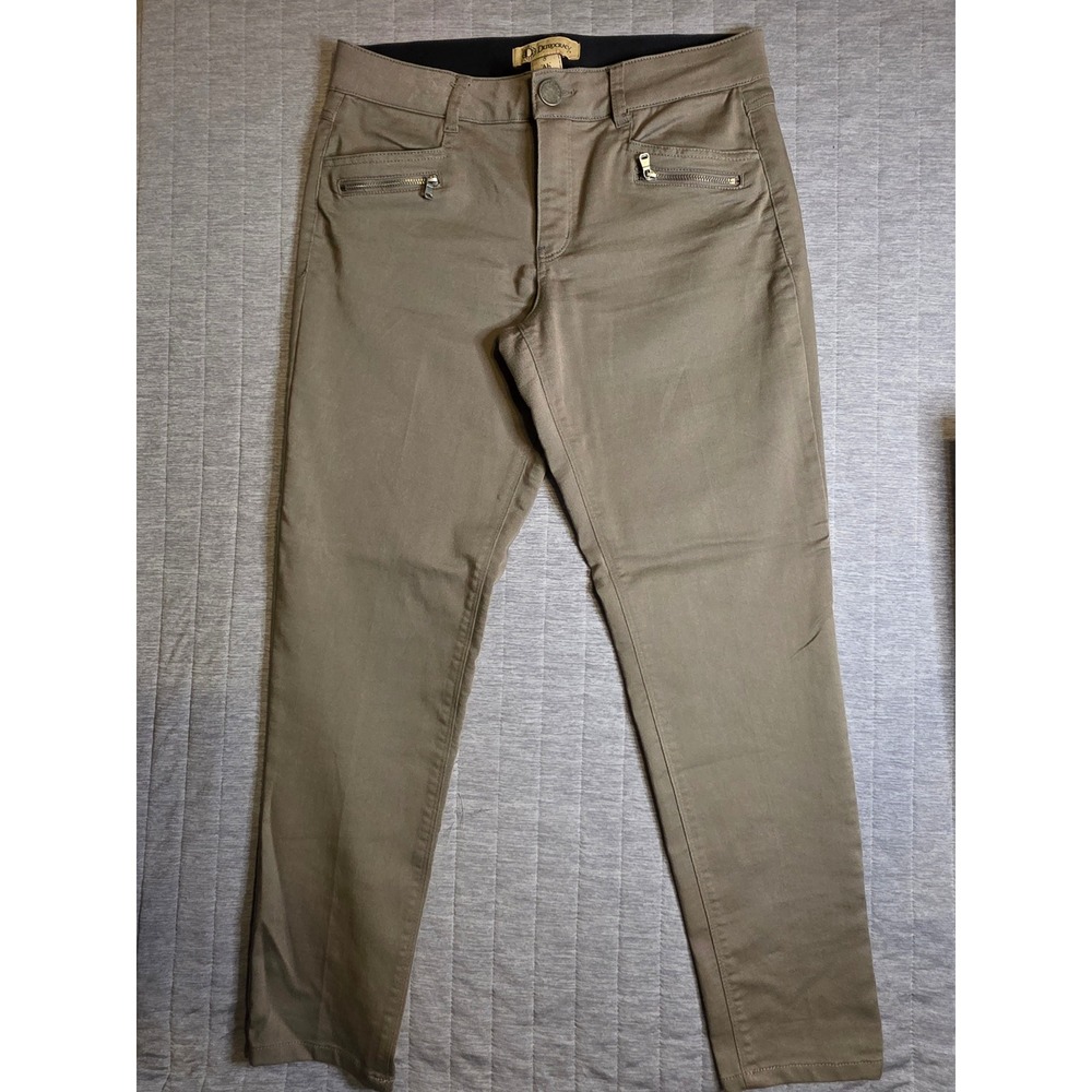1418 Democracy Ab Technology Slim Leg Pants Olive Drab Size 8 Zipper Pockets